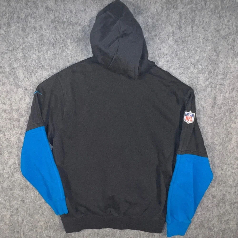 Nike NFL Carolina Panthers Hoodie Black Blue Colorblock Men's Large 02F2-0CEJ